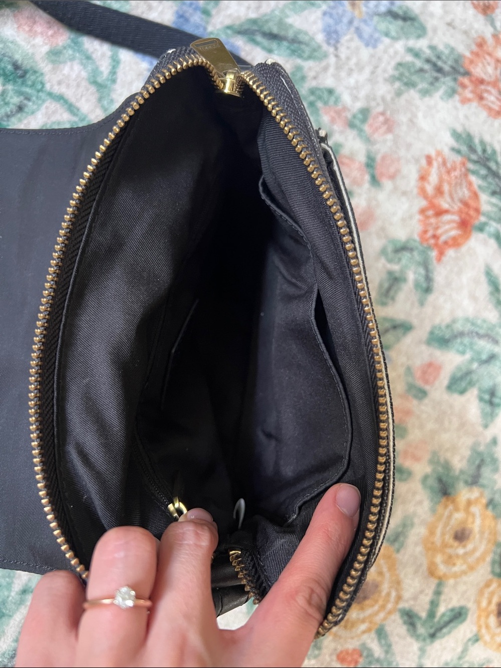 Striped Fossil Crossbody Bag with Leather Details - Picture 6 of 10